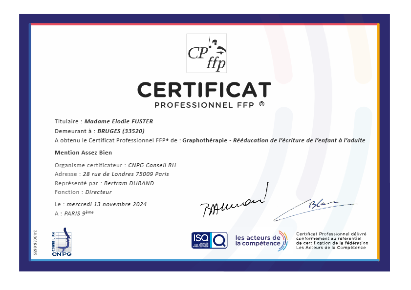 photo diplome Elodie Fuster