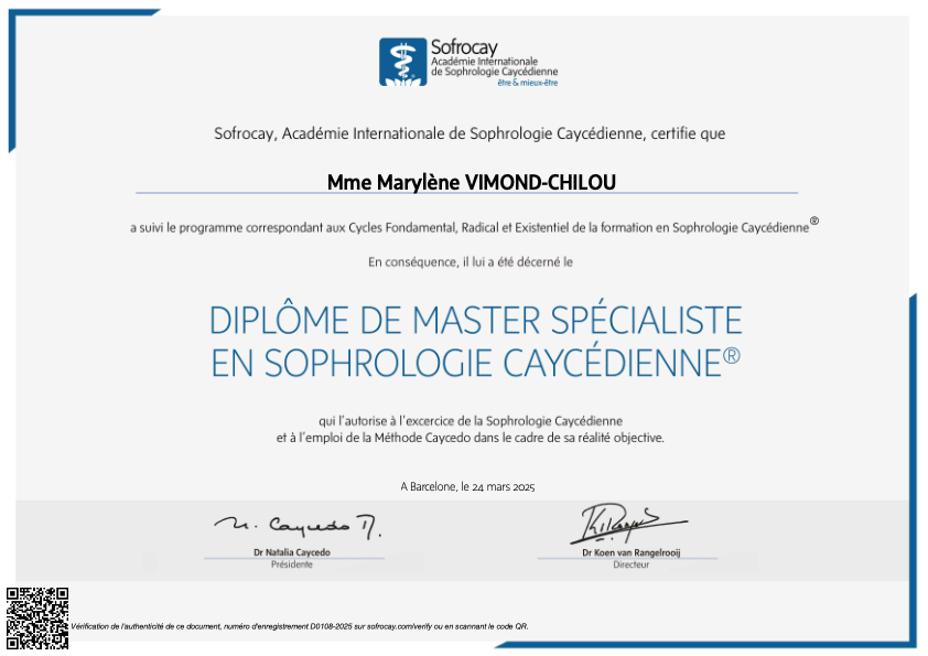 photo diplome Marylène Vimond-Chilou