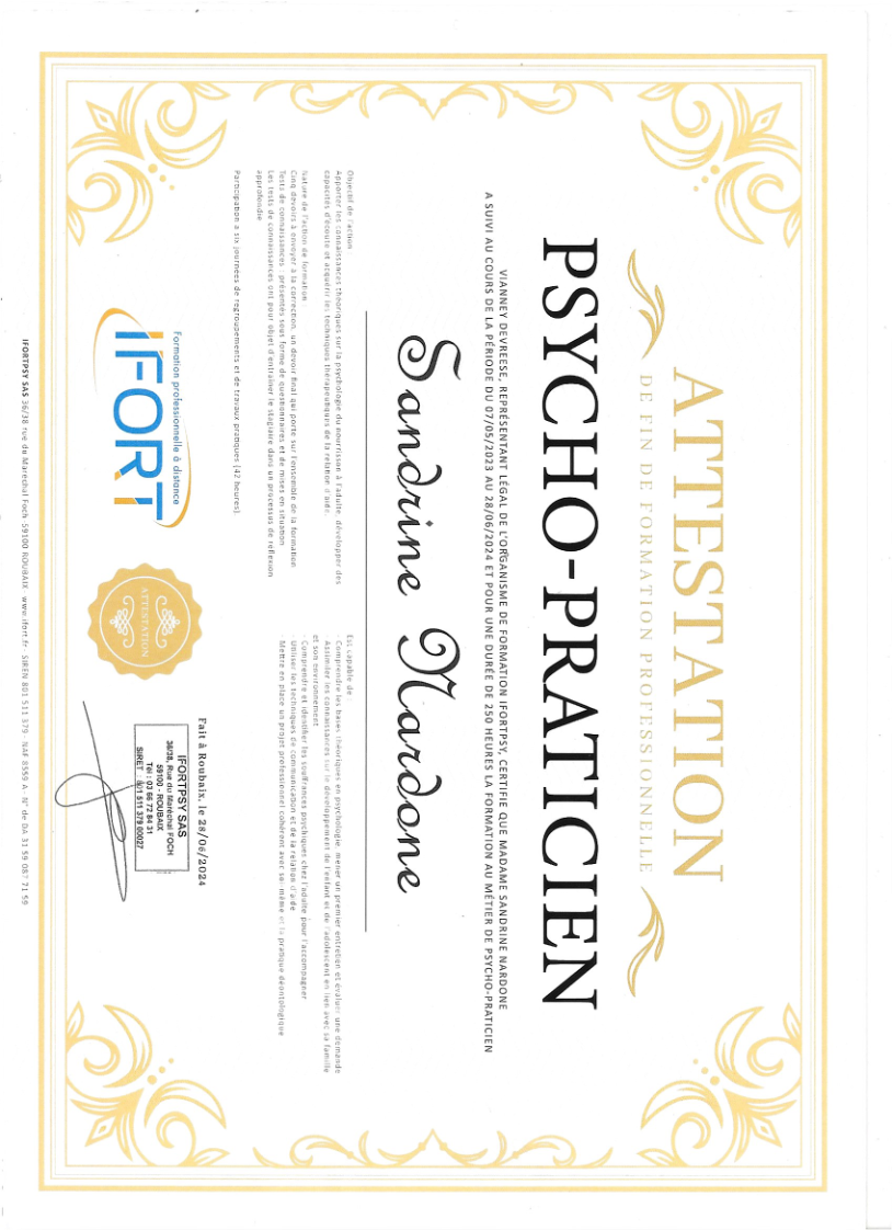 photo diplome Sandrine Nardone