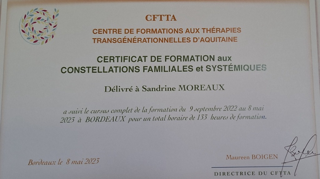 photo diplome MA PAUSE BIEN ETRE Hostens