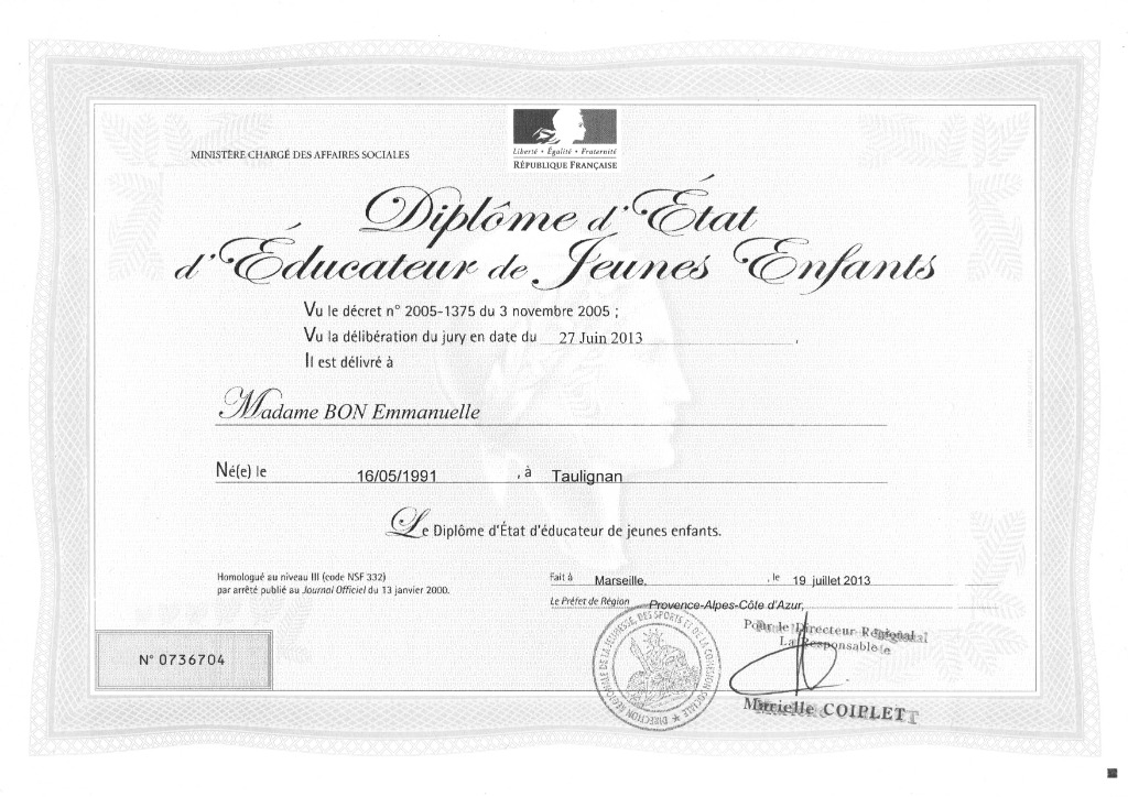 photo diplome Emmanuelle BON