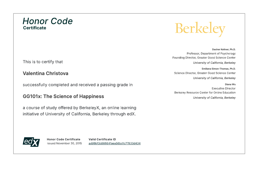 photo diplome Valentina CHRISTOVA