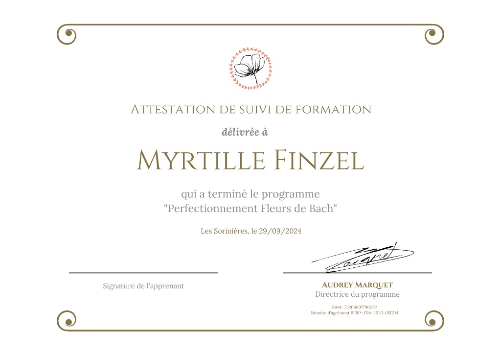 photo diplome Secrets de la nature - Myrtille Finzel