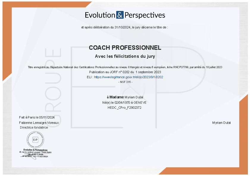 photo diplome Myriam DUTAL
