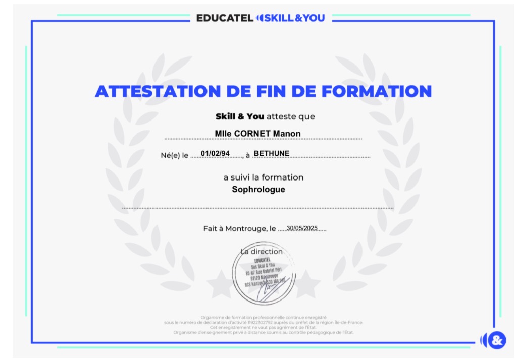 photo diplome Manon Cornet