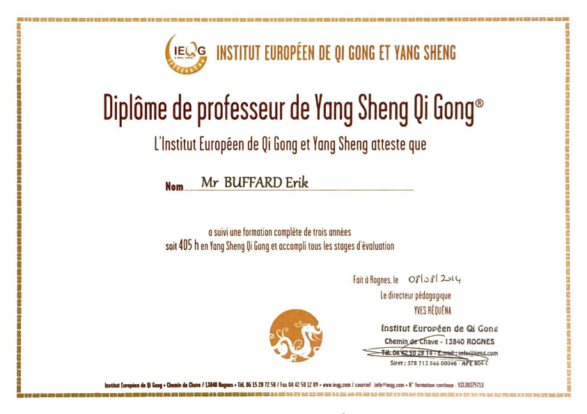 photo diplome Erik Buffard