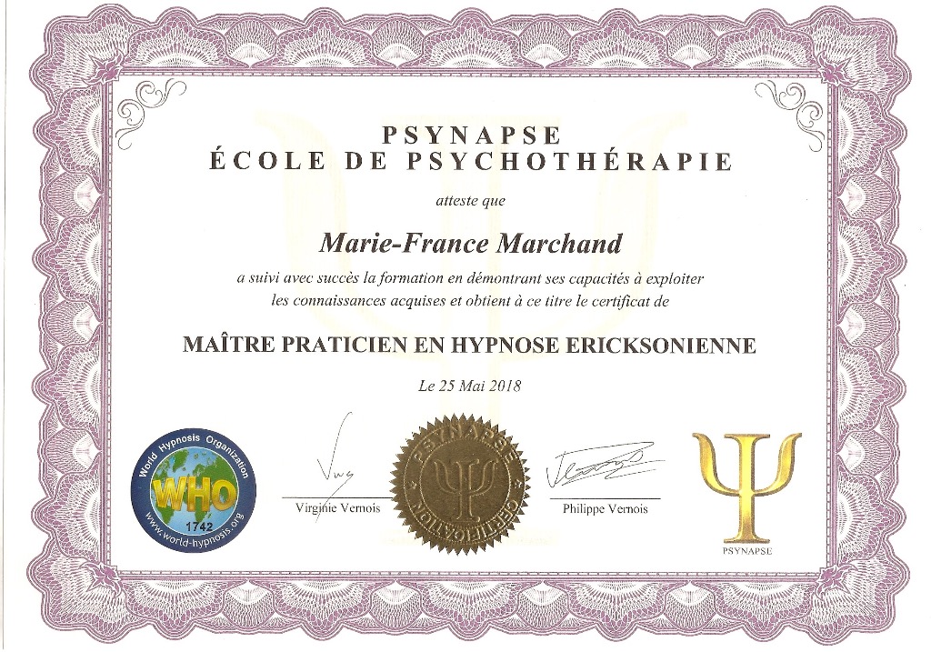 photo diplome Marie-France MARCHAND