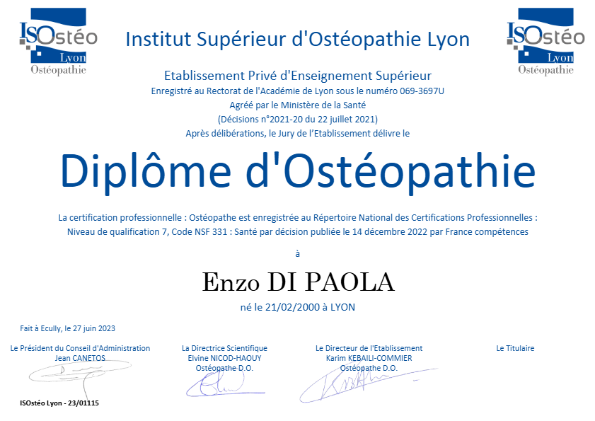 photo diplome DI PAOLA ENZO 