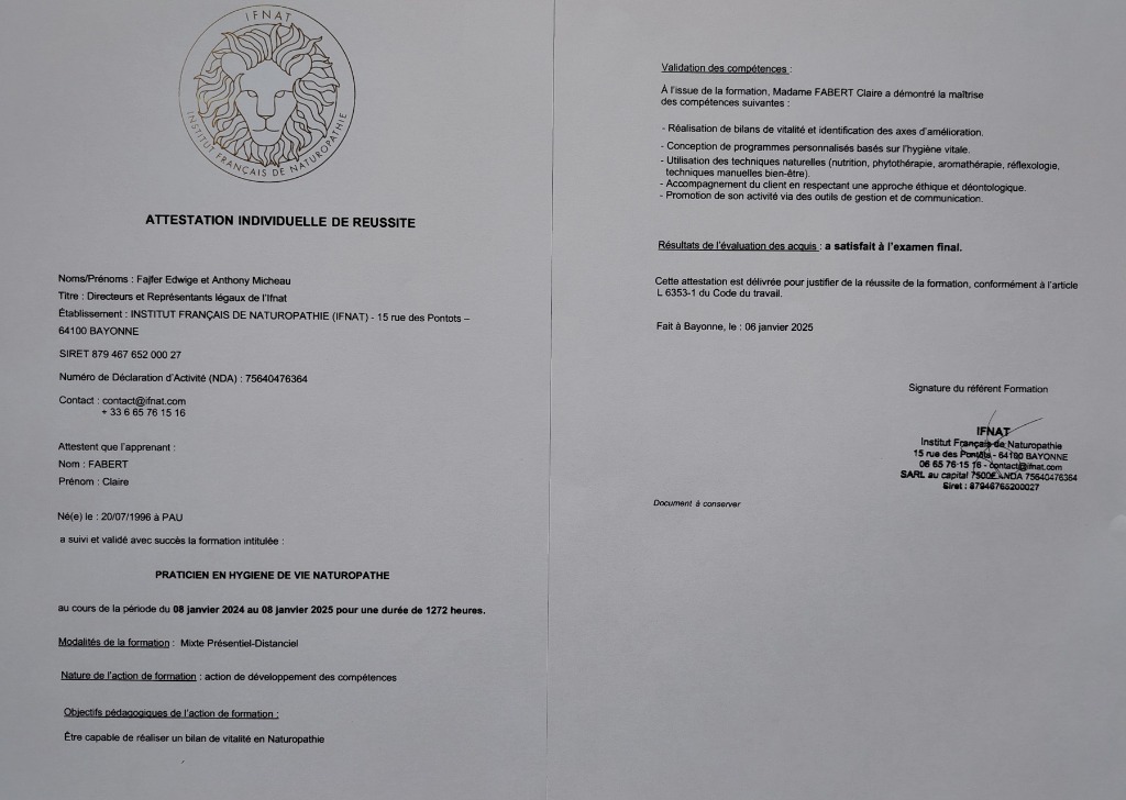 photo diplome Claire Fabert