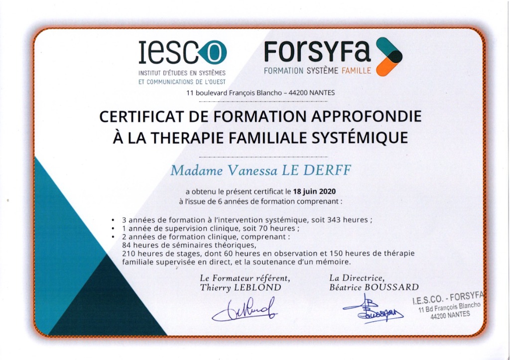 photo diplome Vanessa LE DERFF
