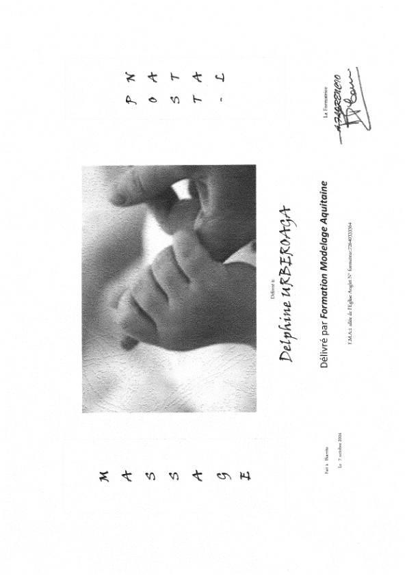 photo diplome Lou paradou massage