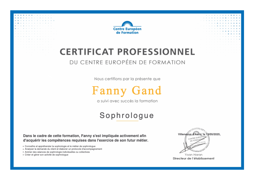 photo diplome Fanny Gand