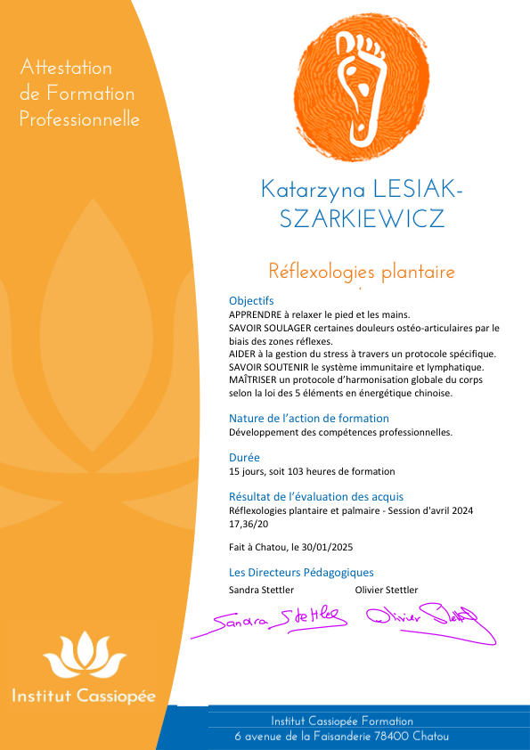 photo diplome Réflexes 4 Saisons