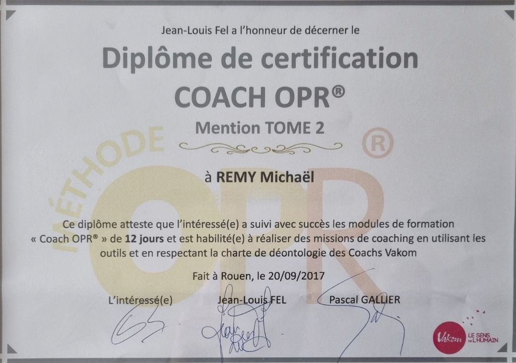 photo diplome Coach et Moi Normandie
