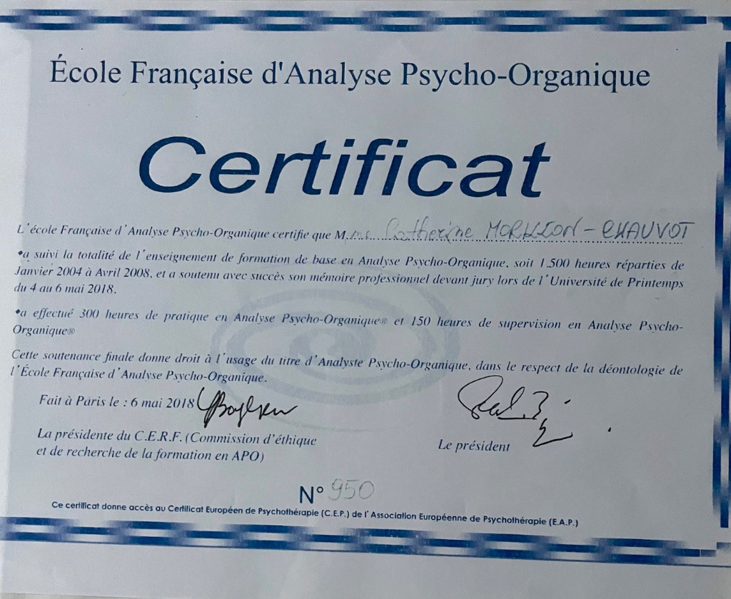 photo diplome Catherine Morillon-Chauvot