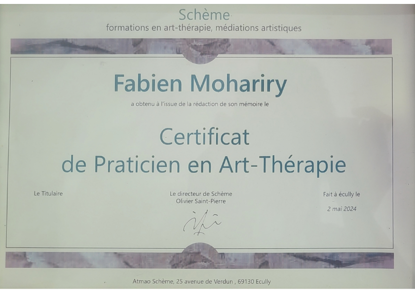 photo diplome En Therap’Art 