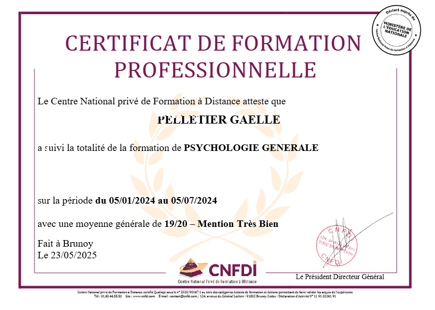 photo diplome Gaelle Pelletier