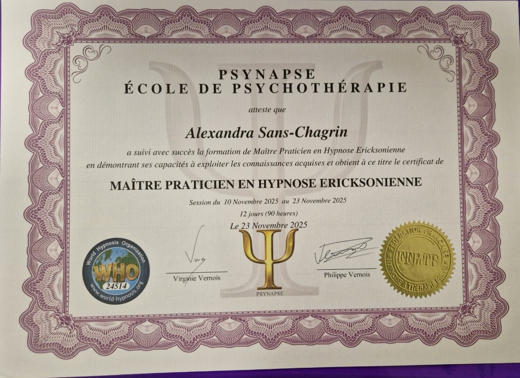 photo diplome Alexandra Sans-Chagrin