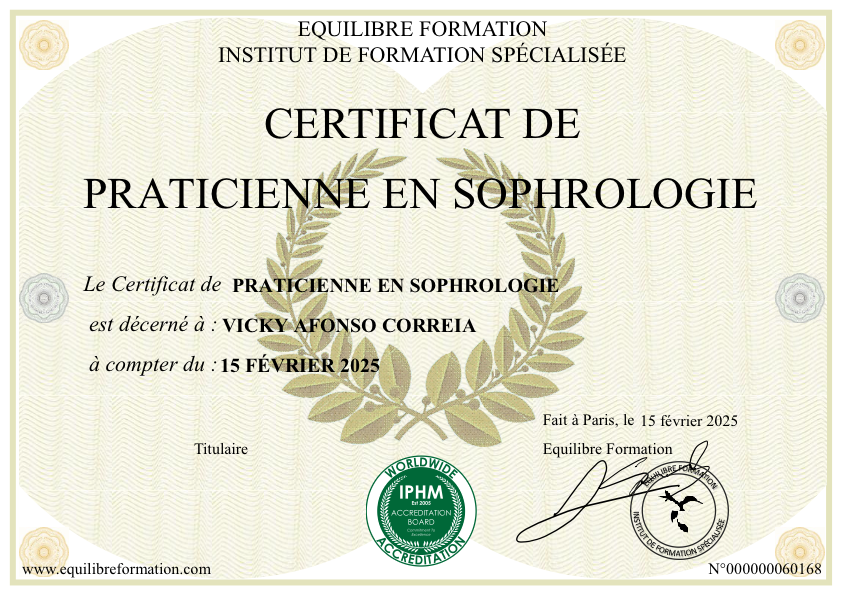 photo diplome Vic’Sophro