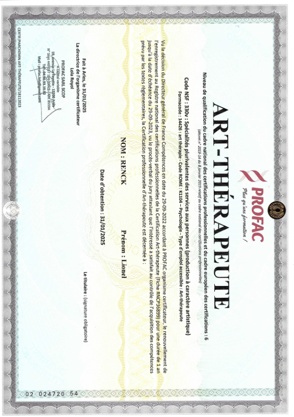 photo diplome Lionel Renck