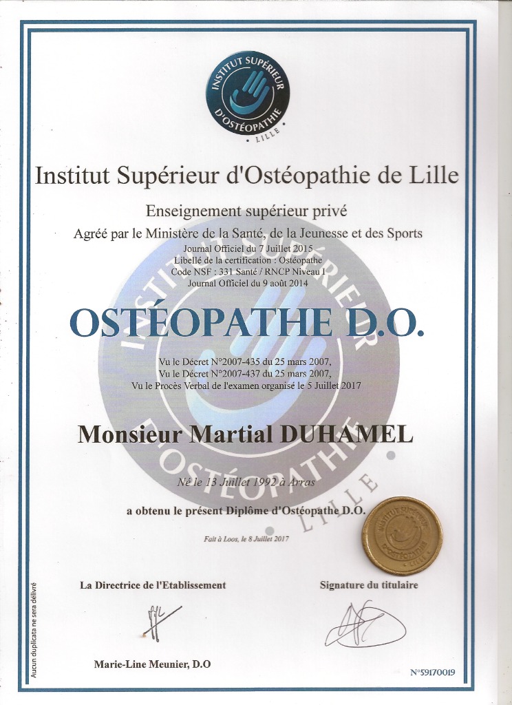 photo diplome Martial Duhamel