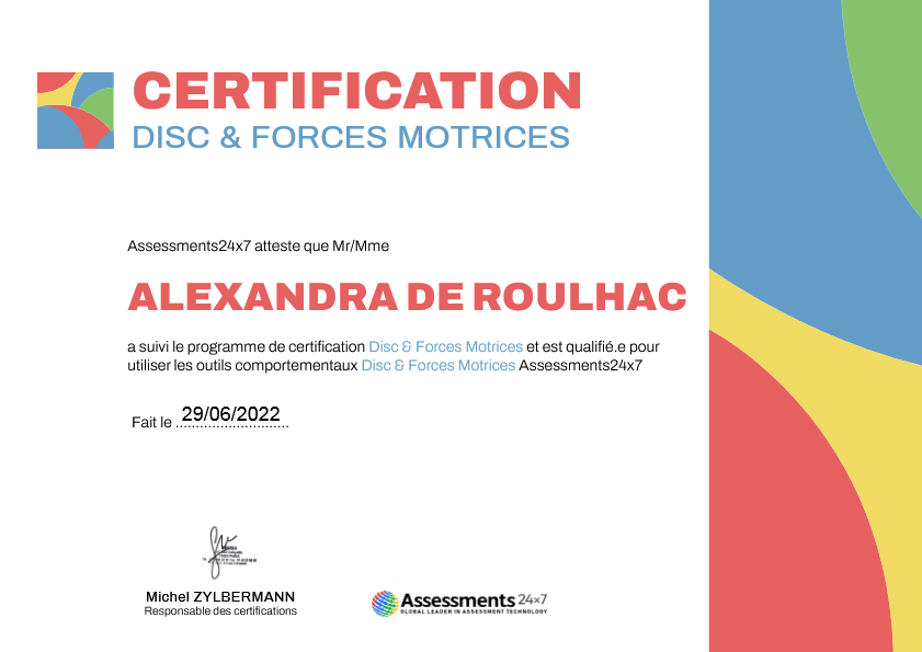 photo diplome Alexandra de Roulhac – Coach du bonheur®