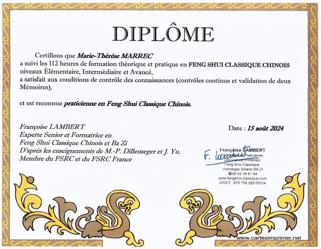 photo diplome MARIE THERESE MARREC - FENG SHUI CLASSIQUE 44