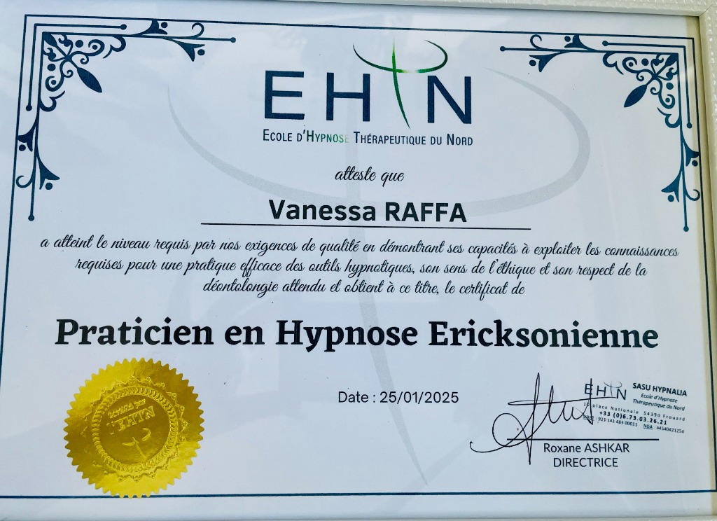 photo diplome RAFFA Vanessa  L’âme Heureuse