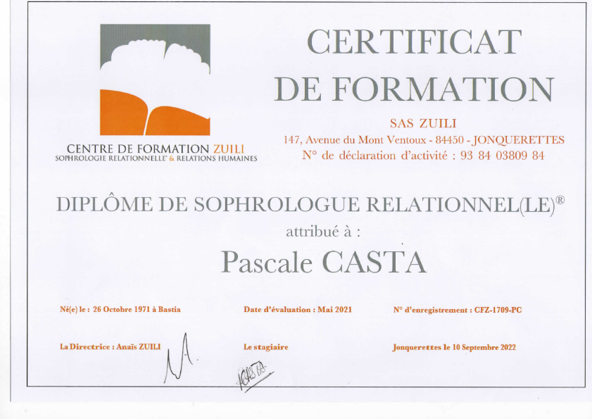 photo diplome Pascale Casta