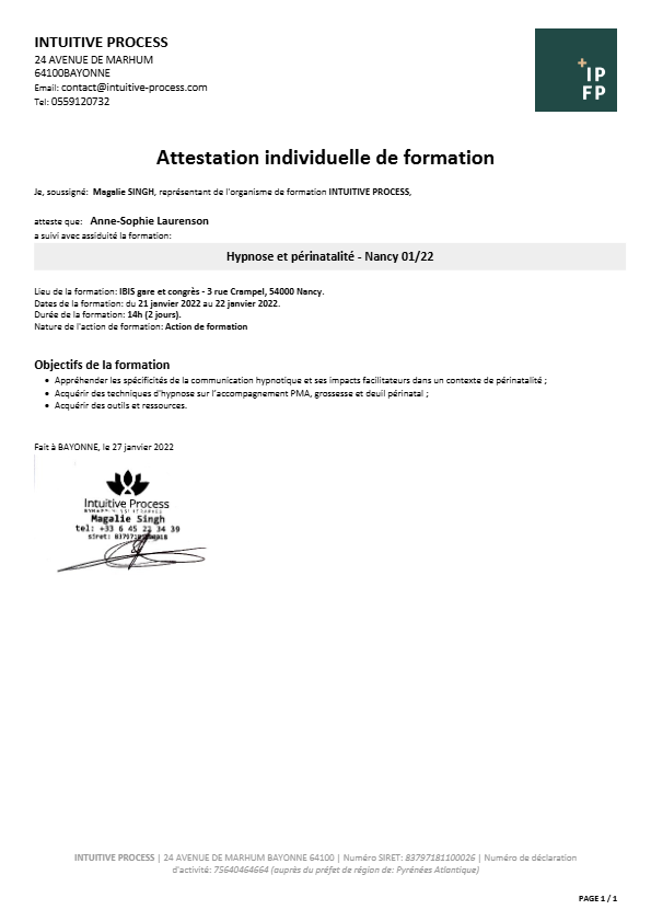 photo diplome Anne-Sophie Laurenson