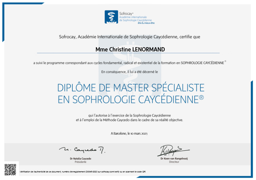 photo diplome CHRISTINE LENORMAND