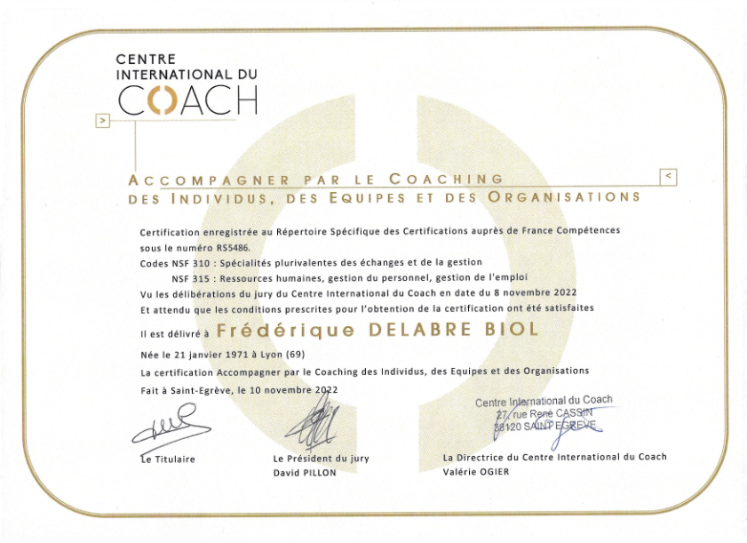 photo diplome Frédérique DELABRE BIOL