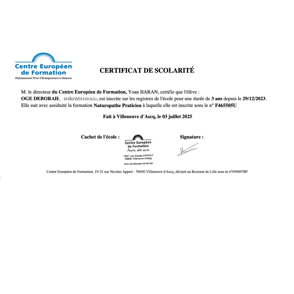 photo diplome La Villa Douce