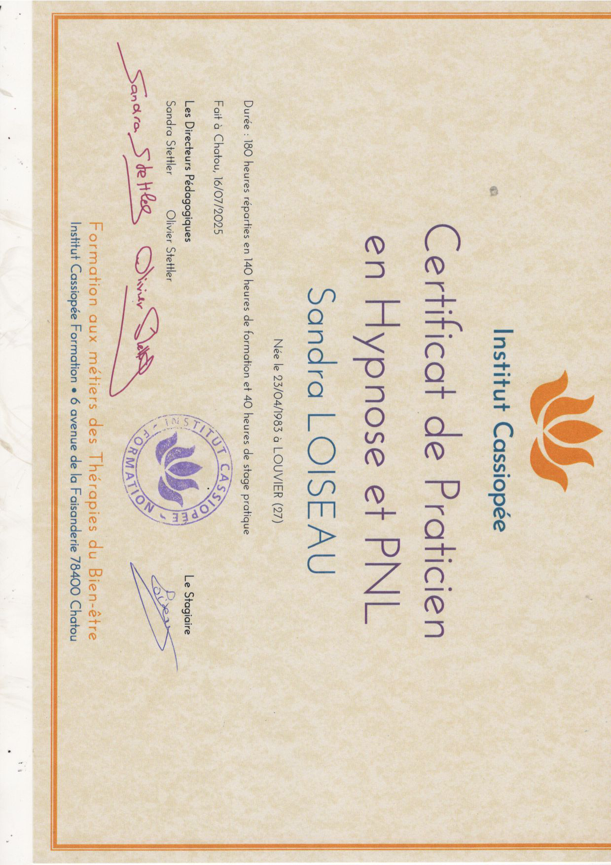 photo diplome Sandra Loiseau 