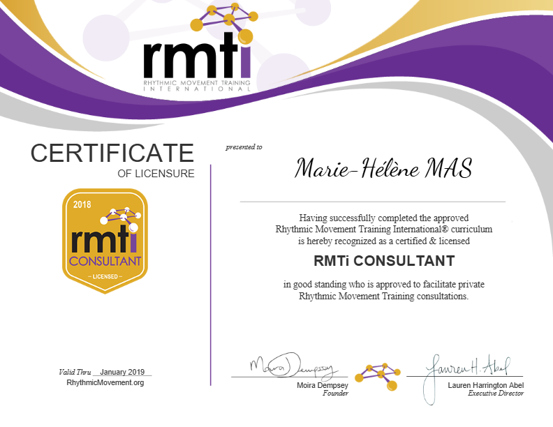 photo diplome Marie-Hélène Mas Thérapeute