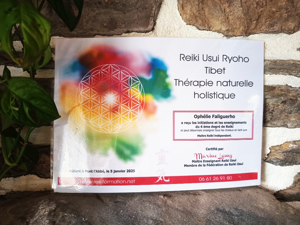 photo diplome Fleurs de Reiki