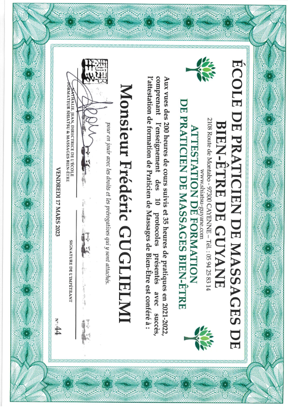 photo diplome Zen avec Fred