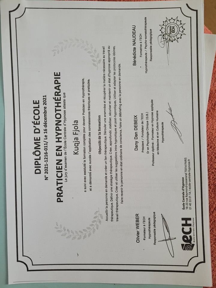 photo diplome Fjola Kuqja - Be You