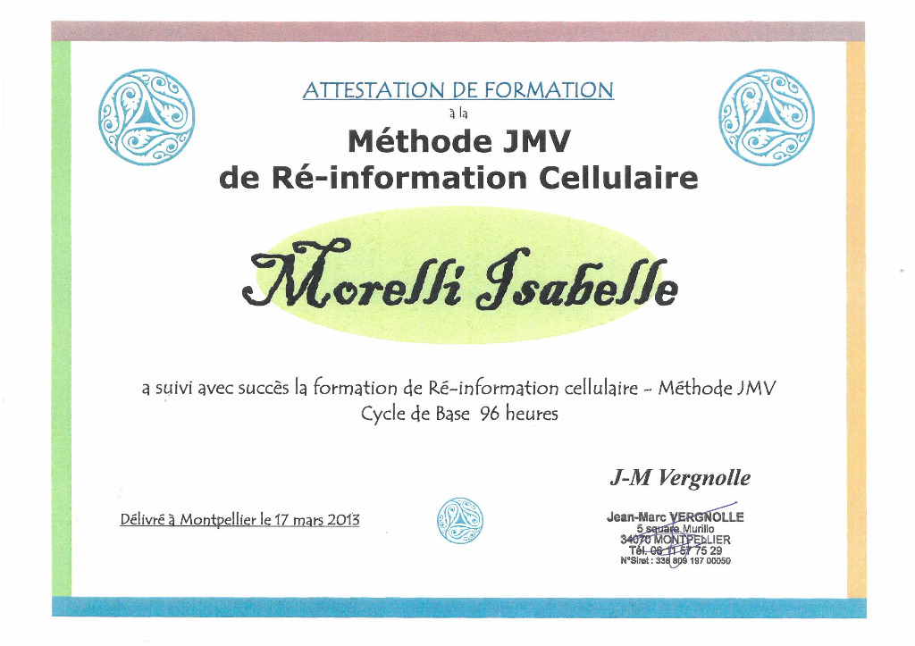 photo diplome Isabelle Morelli 