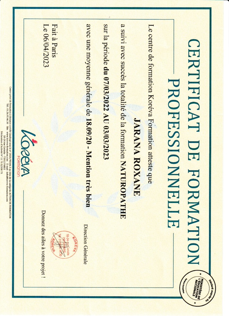 photo diplome Roxane Jarana Natu’Ro