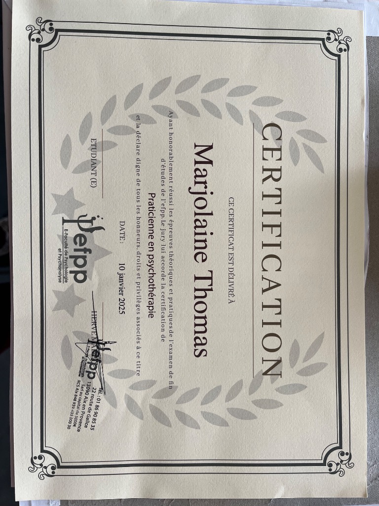 photo diplome Marjolaine Thomas