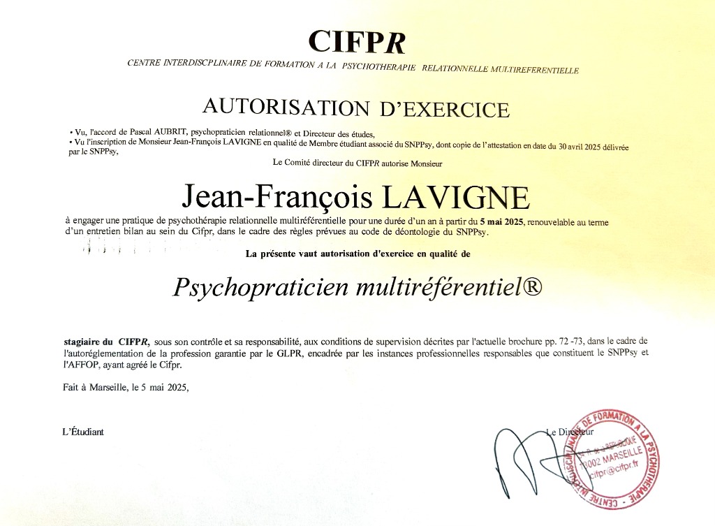 photo diplome LAVIGNE Jean-François