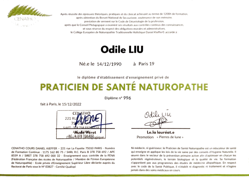 photo diplome Odile Liu 