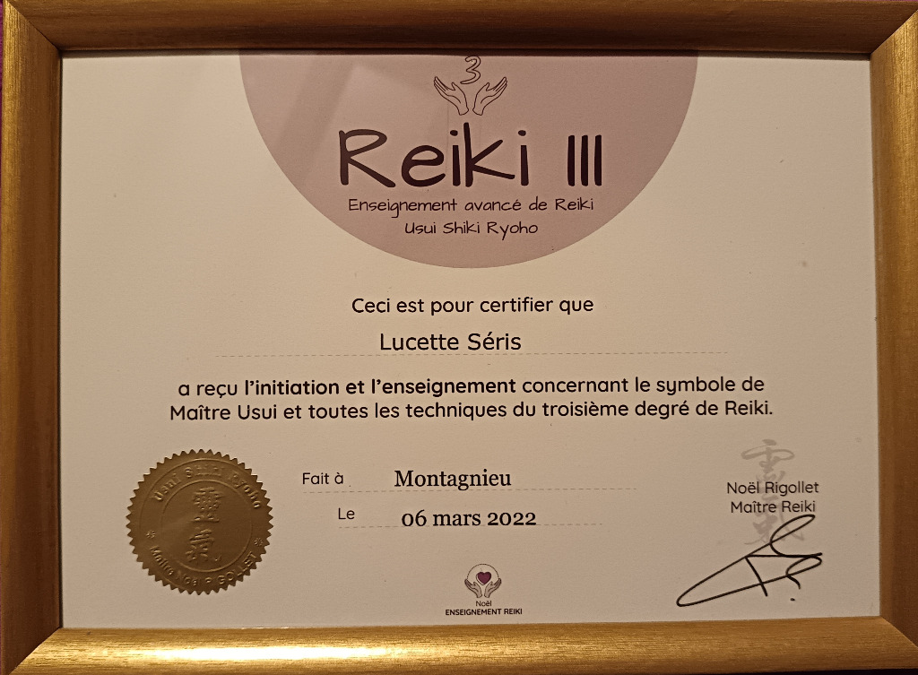 photo diplome Le Pouvoir des Mains de Lucette