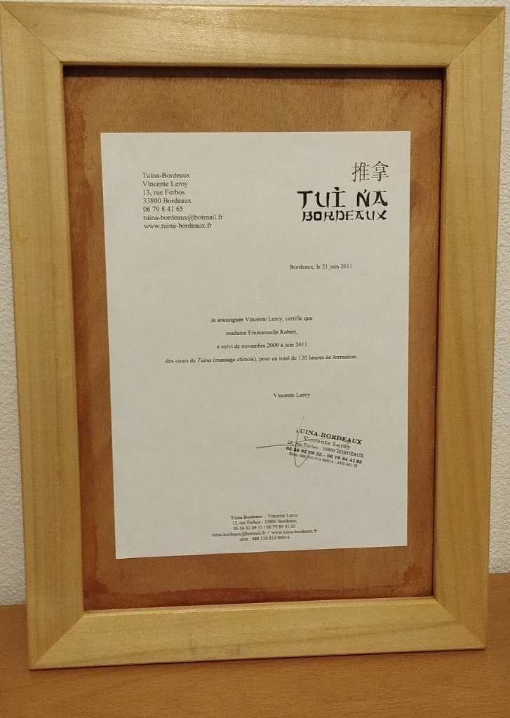 photo diplome Les Mains Zen