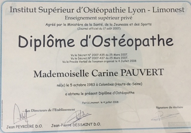 photo diplome Carine PAUVERT