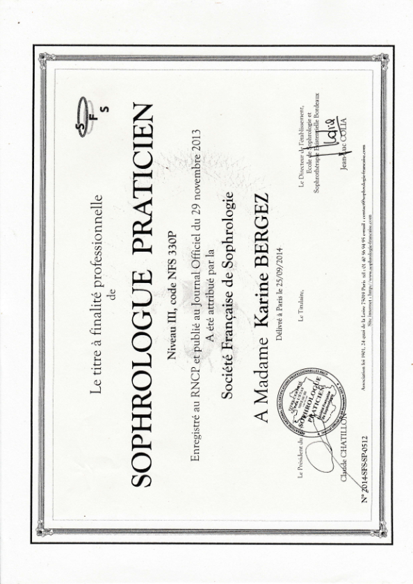 photo diplome BERGEZ Karine