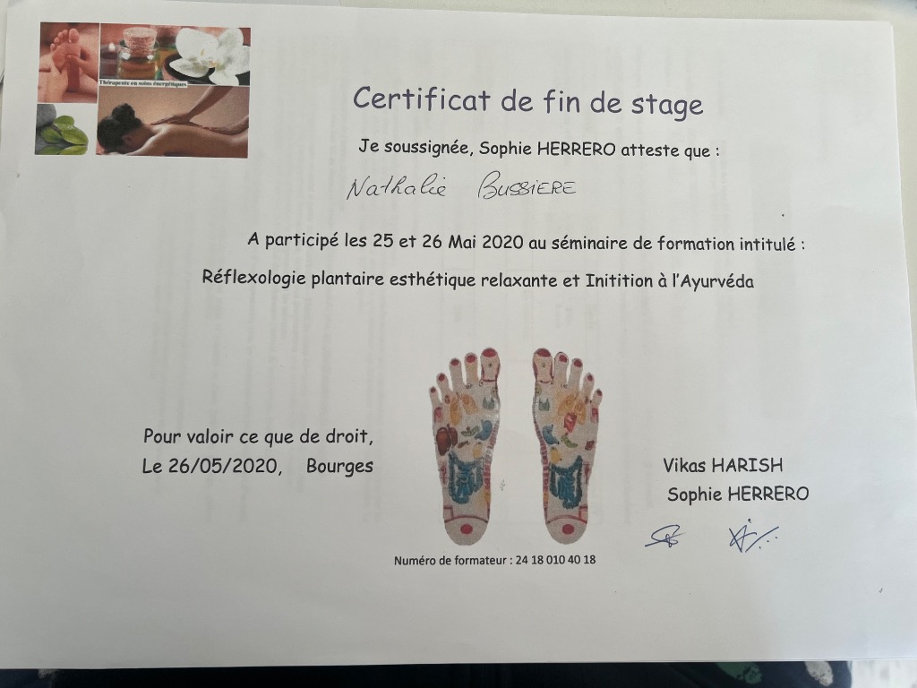 photo diplome NB RÉFLEXOLOGIE PLANTAIRE ET PALMAIRE 