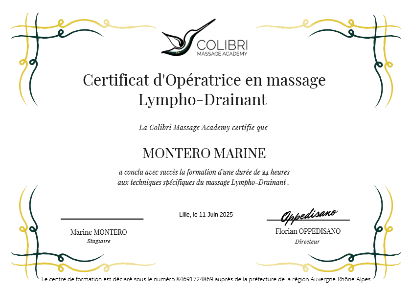 photo diplome Marine Lymphea