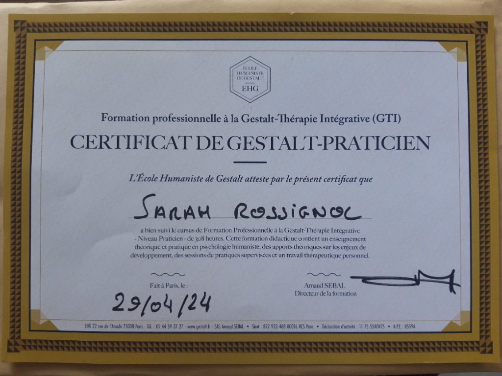 photo diplome Sarah Rossignol